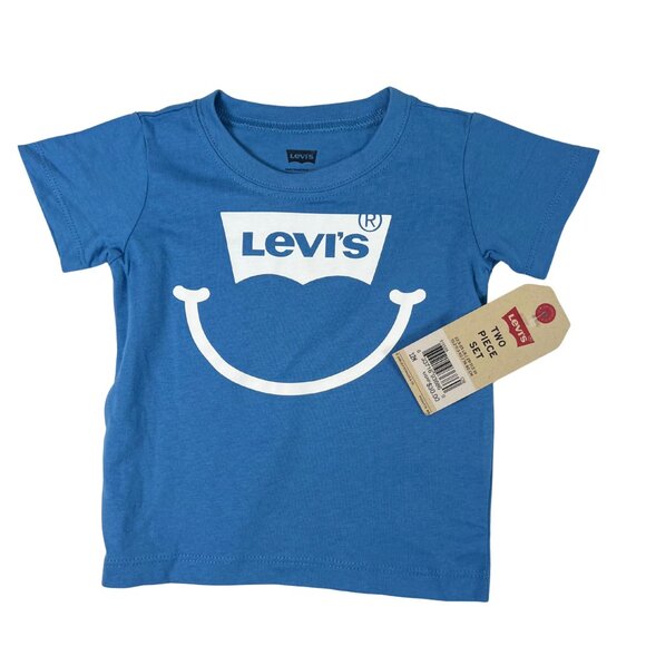 Levi’s Baby Boys' 2-Piece Outfit Set - Size 12M | Smile Tee & Shorts - Picture 3 of 7